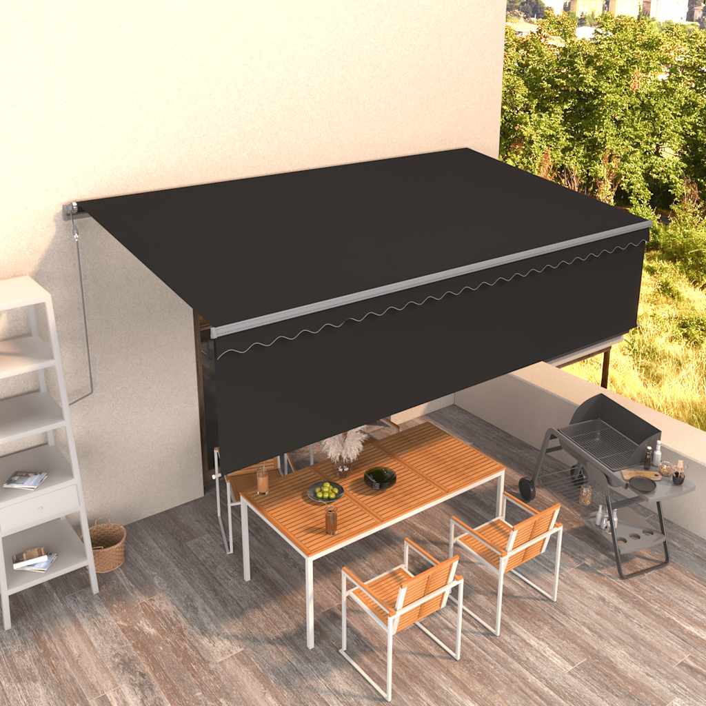 vidaXL Automatycznie zwijana markiza z zasłoną, 5x3 m, antracytowa