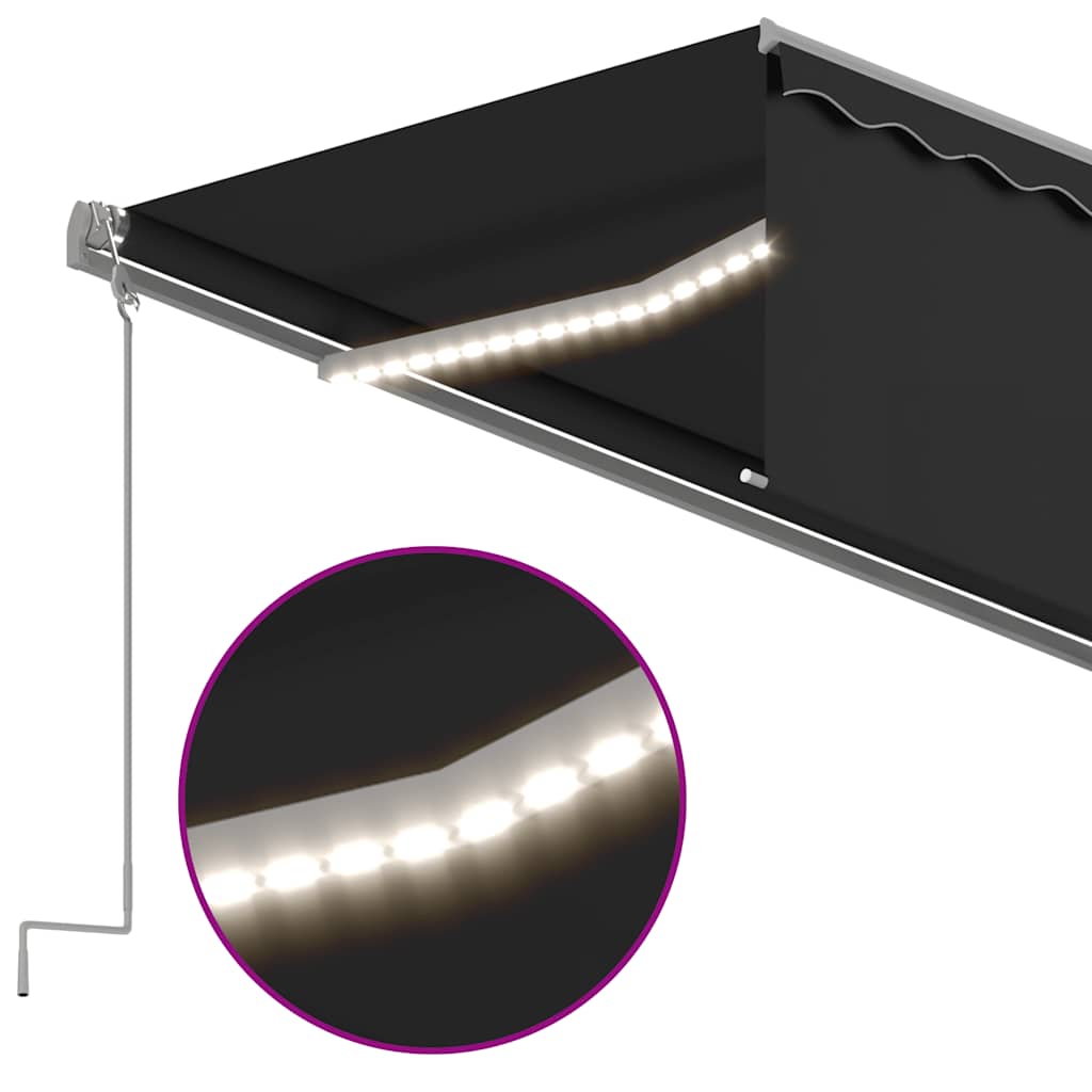 vidaXL Automatycznie zwijana markiza, LED i czujnik wiatru, 5x3 m