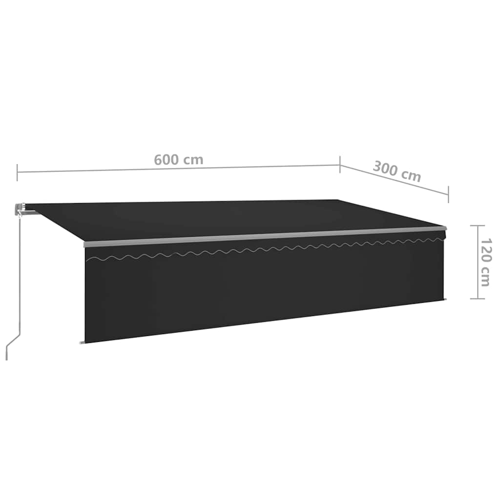 vidaXL Ręcznie zwijana markiza z zasłoną, 6x3 m, antracytowa