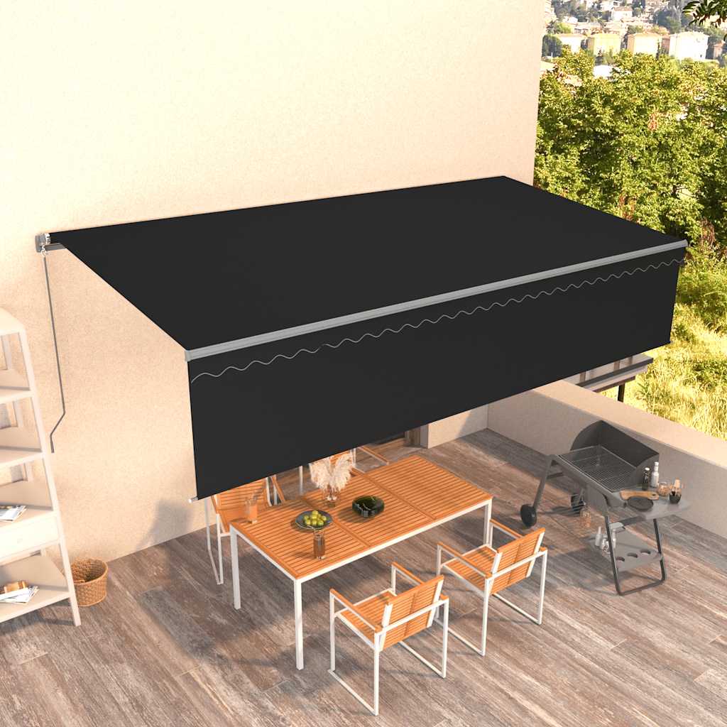 vidaXL Ręcznie zwijana markiza z zasłoną, 6x3 m, antracytowa