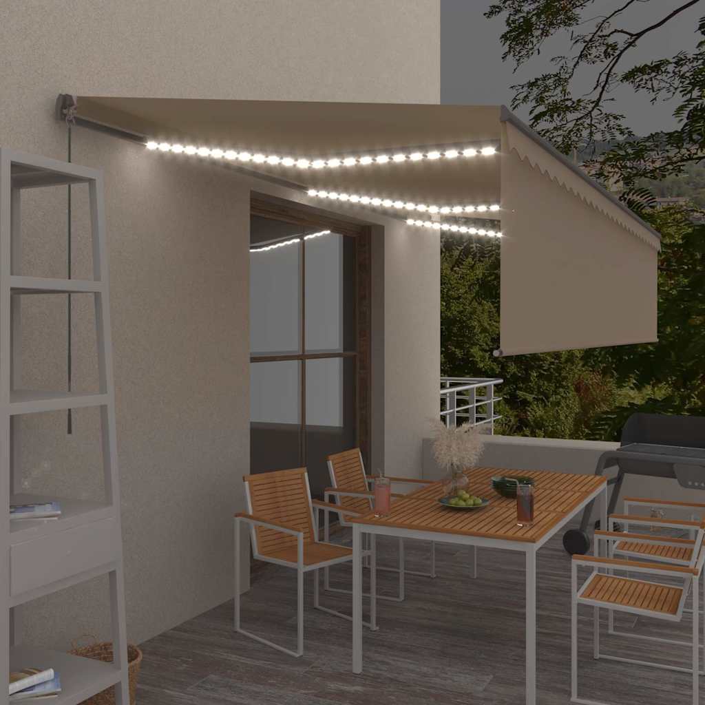 vidaXL Ręcznie zwijana markiza z zasłoną, 6x3 m, kremowa