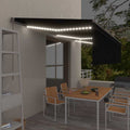 vidaXL Ręcznie zwijana markiza z zasłoną i LED, 6x3 m, antracytowa