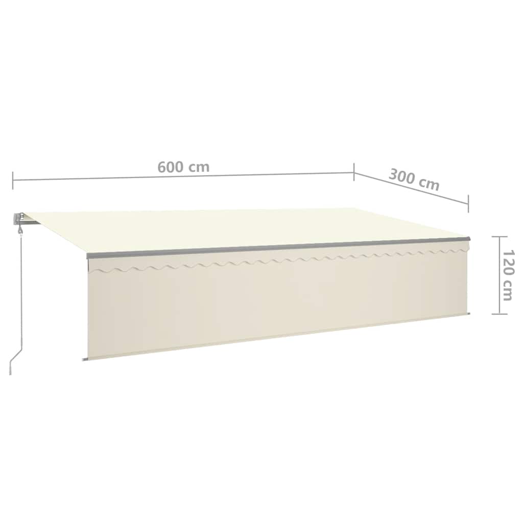 vidaXL Automatycznie zwijana markiza z zasłoną, 6x3 m, kremowa