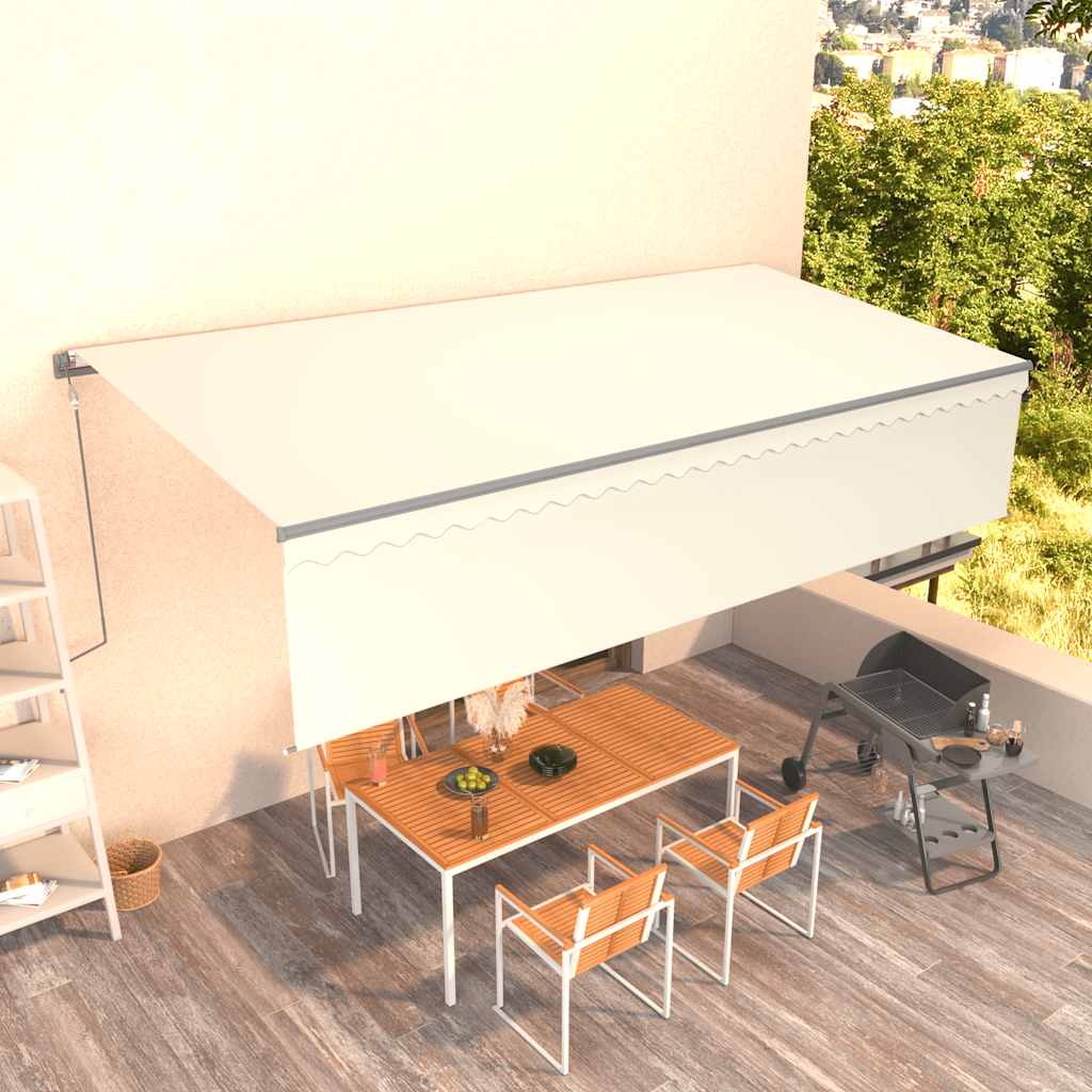vidaXL Automatycznie zwijana markiza z zasłoną, 6x3 m, kremowa