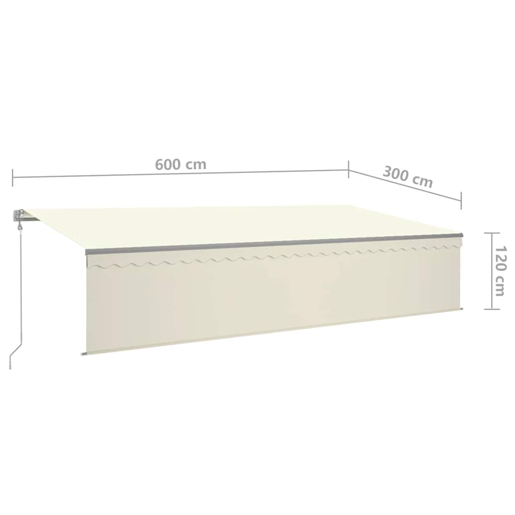 vidaXL Automatycznie zwijana markiza, LED i czujnik wiatru, 6x3 m