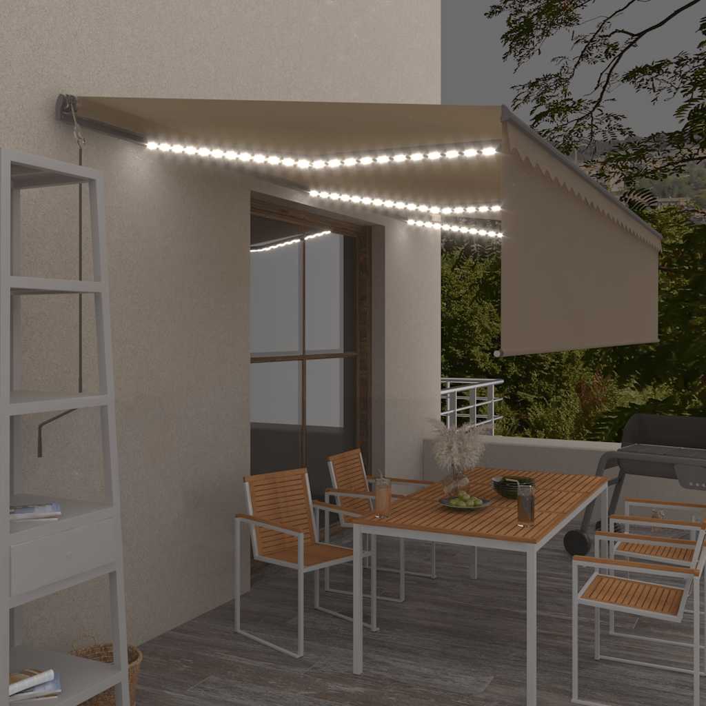 vidaXL Automatycznie zwijana markiza, LED i czujnik wiatru, 6x3 m