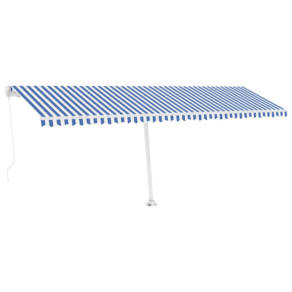 vidaXL Ręcznie zwijana markiza z LED, 600 x 300 cm, niebiesko-biała