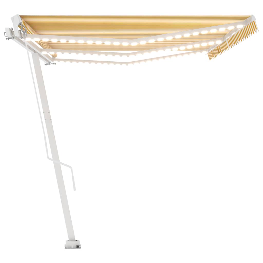 vidaXL Ręcznie zwijana markiza z LED, 600 x 300 cm, żółto-biała