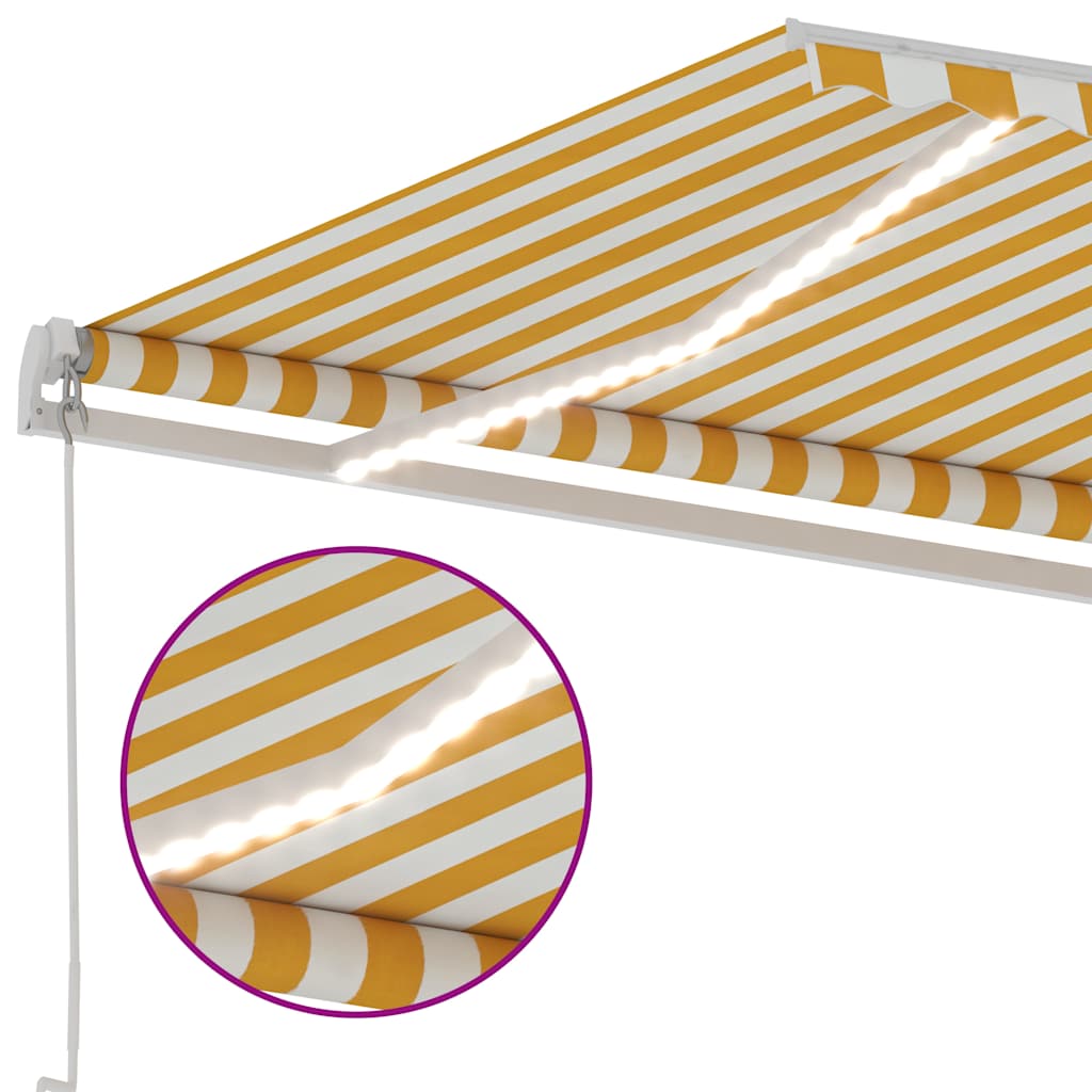 vidaXL Ręcznie zwijana markiza z LED, 600 x 300 cm, żółto-biała