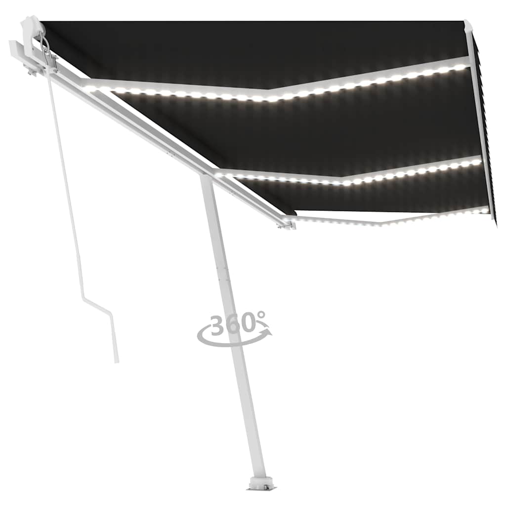 vidaXL Ręcznie zwijana markiza z LED, 600 x 300 cm, antracytowa