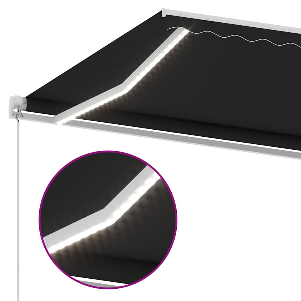 vidaXL Ręcznie zwijana markiza z LED, 600 x 300 cm, antracytowa