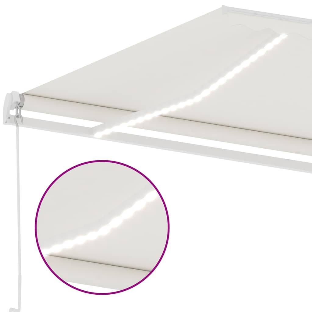vidaXL Ręcznie zwijana markiza z LED, 600x350 cm, kremowa