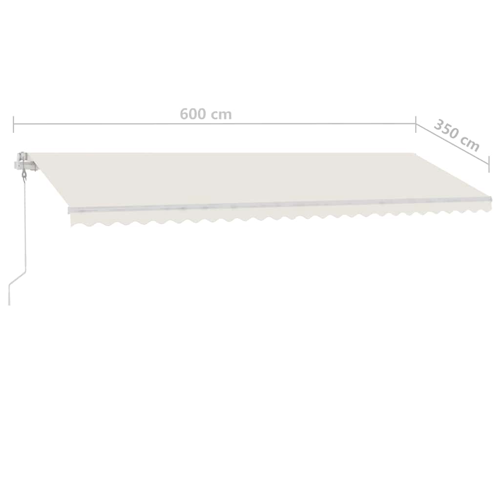 vidaXL Ręcznie zwijana markiza z LED, 600x350 cm, kremowa