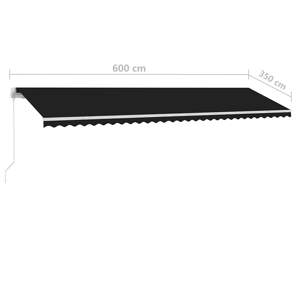 vidaXL Ręcznie zwijana markiza z LED, 600x350 cm, antracytowa