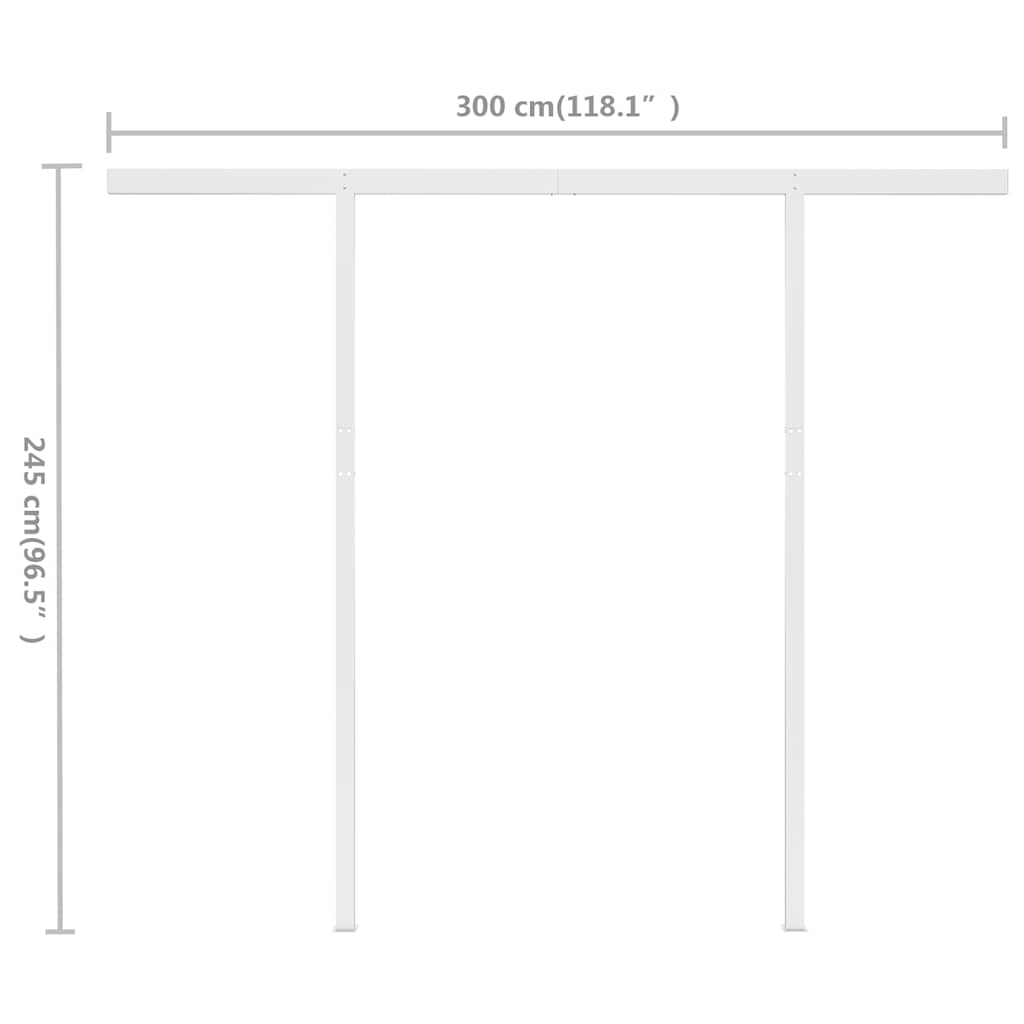 vidaXL Automatycznie zwijana markiza z słupkami, 3x2,5 m, kremowa