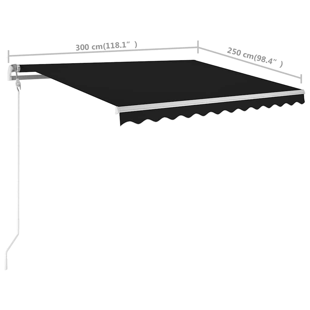 vidaXL Ręcznie zwijana markiza z słupkami, 3x2,5 m, antracytowa