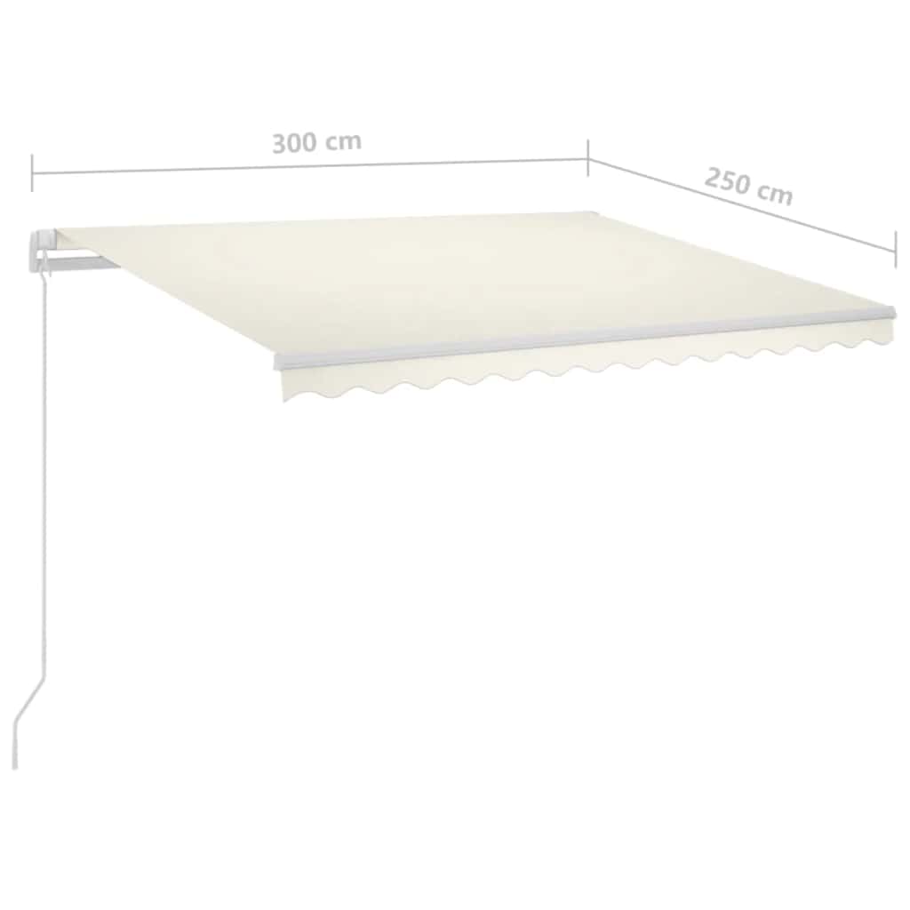 vidaXL Automatycznie zwijana markiza, LED i czujnik wiatru, 3x2,5 m