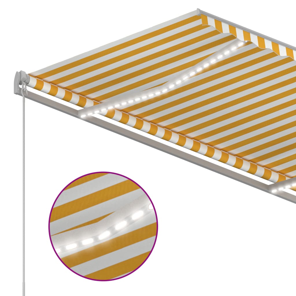 vidaXL Automatycznie zwijana markiza, LED i czujnik wiatru, 3x2,5 m