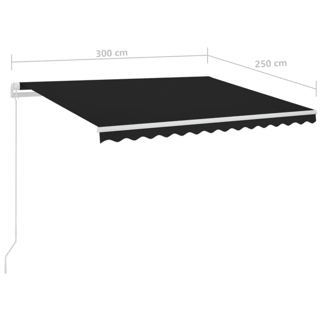 vidaXL Automatycznie zwijana markiza, LED i czujnik wiatru, 3x2,5 m