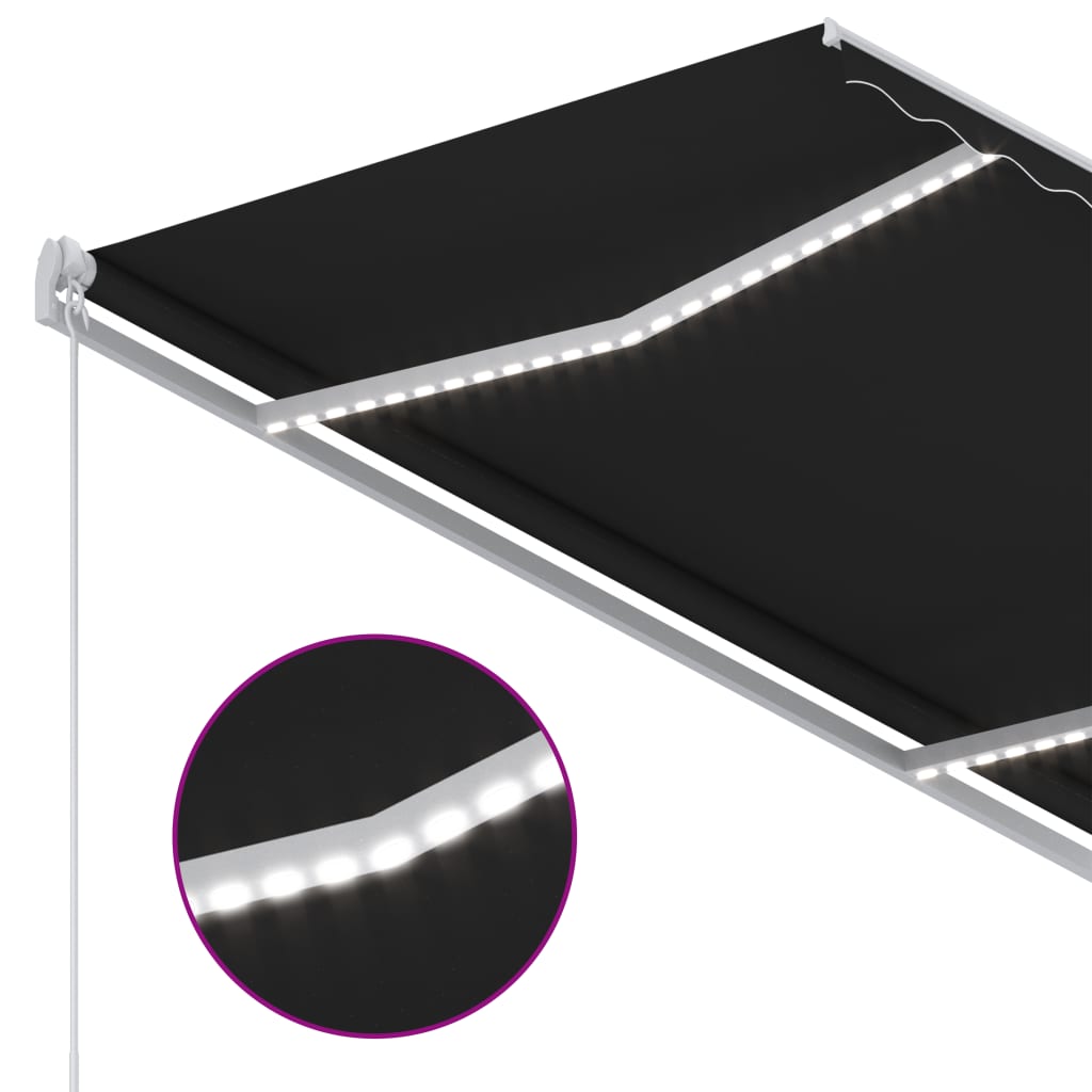 vidaXL Automatycznie zwijana markiza, LED i czujnik wiatru, 3x2,5 m