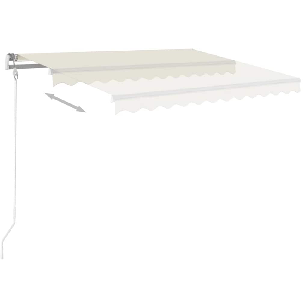 vidaXL Ręcznie zwijana markiza z LED, 3,5x2,5 m, kremowa