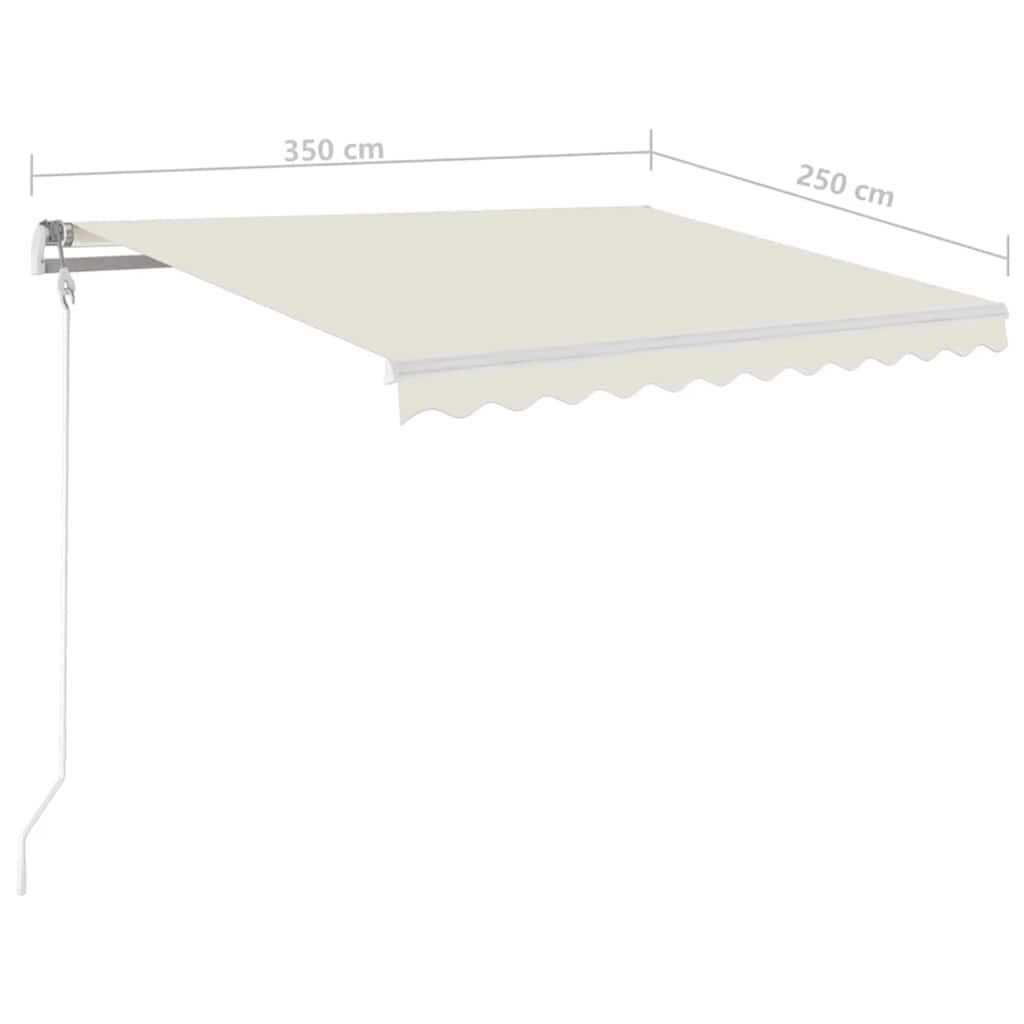 vidaXL Ręcznie zwijana markiza z LED, 3,5x2,5 m, kremowa