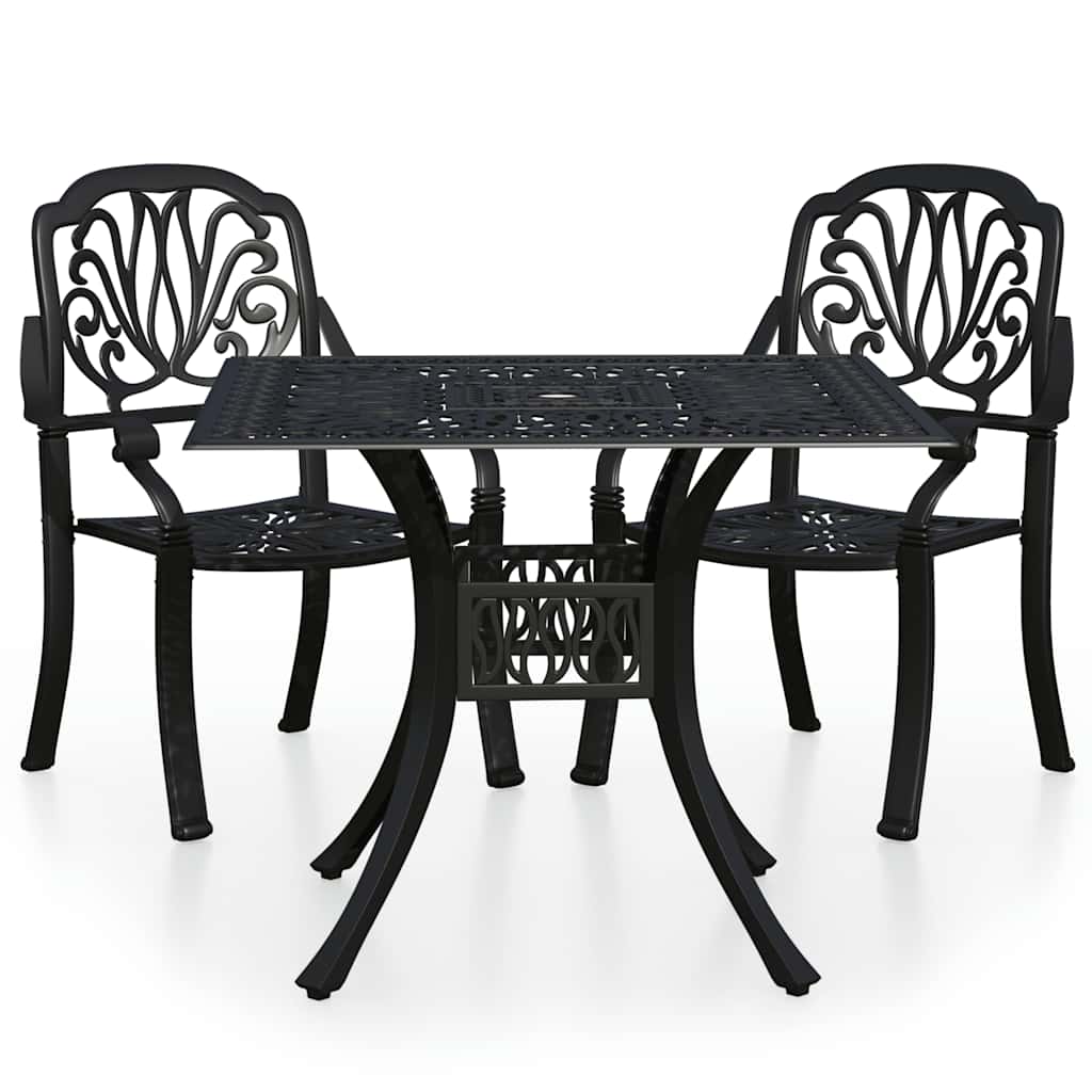 vidaXL 3-cz. zestaw mebli bistro ze stopu aluminium, czarny