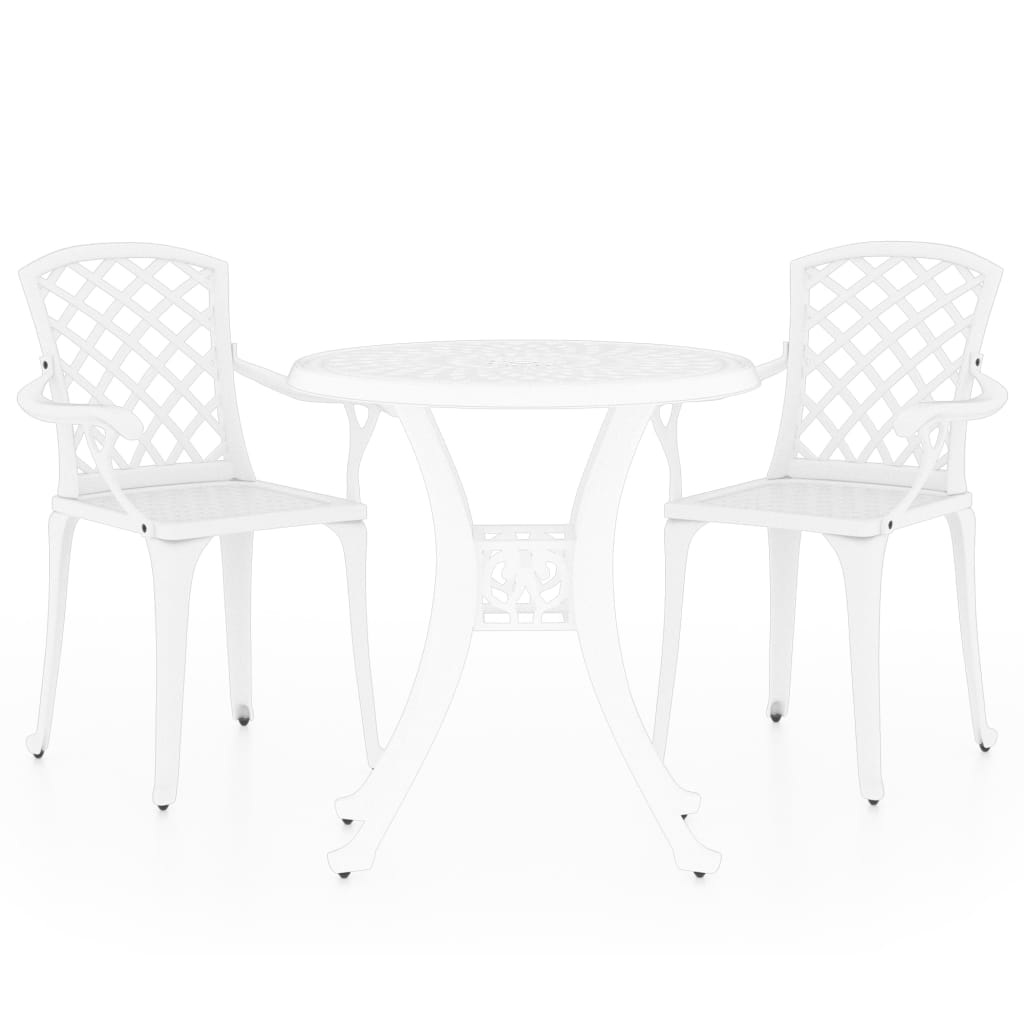 vidaXL 3-cz. zestaw mebli bistro ze stopu aluminium, biały