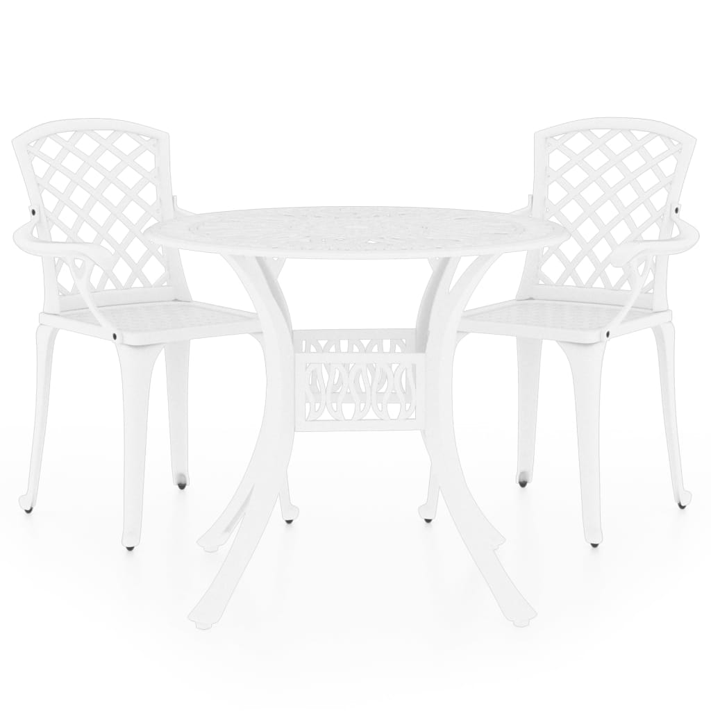 vidaXL 3-cz. zestaw mebli bistro ze stopu aluminium, biały