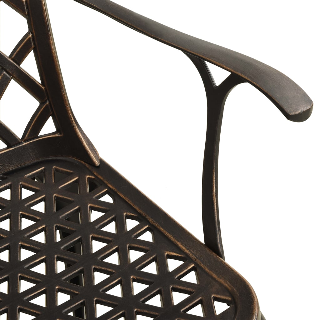 vidaXL 3-cz. zestaw mebli bistro ze stopu aluminium, brązowy