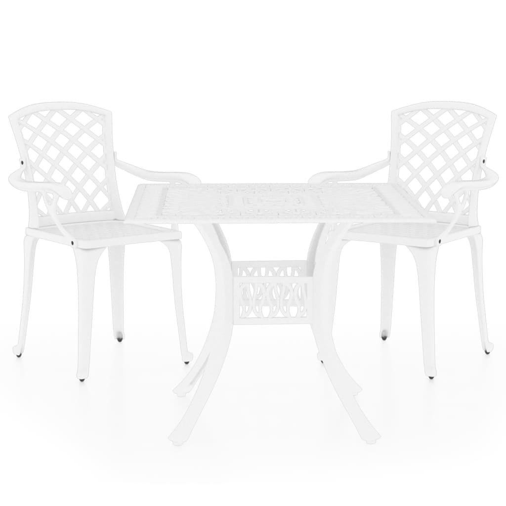 vidaXL 3-cz. zestaw mebli bistro ze stopu aluminium, biały
