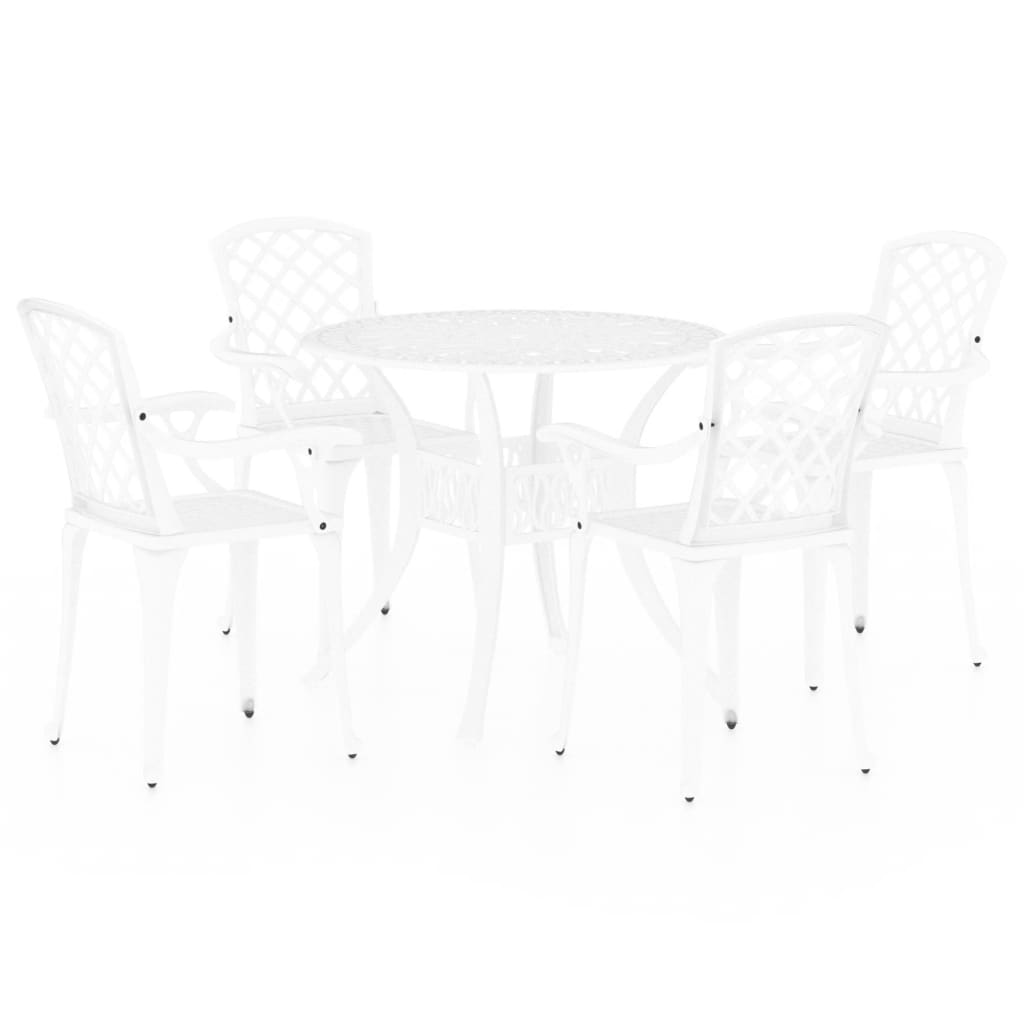 vidaXL 3-cz. zestaw mebli bistro ze stopu aluminium, biały