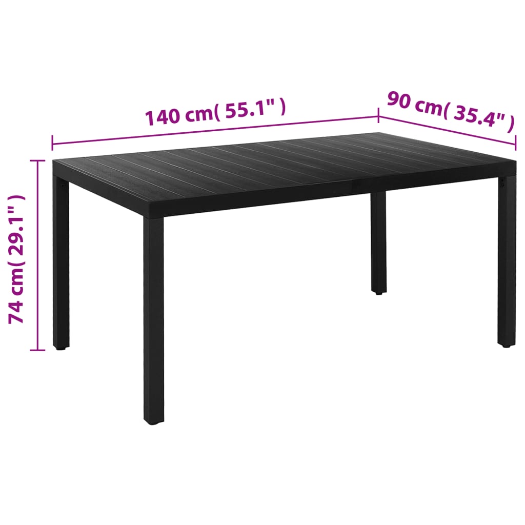 vidaXL 7-częściowy zestaw mebli ogrodowych, aluminium, czarny