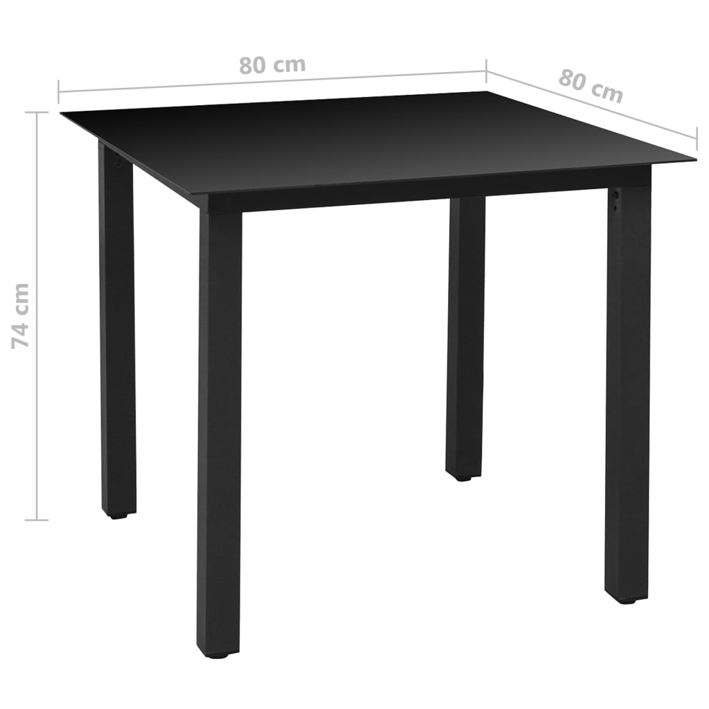 vidaXL 5-cz. zestaw mebli jadalnianych do ogrodu, aluminium, czarny