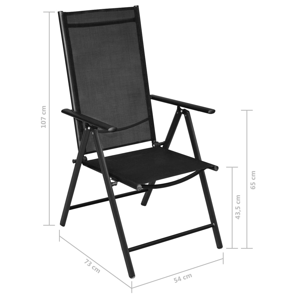 vidaXL 5-cz. zestaw mebli jadalnianych do ogrodu, aluminium, czarny