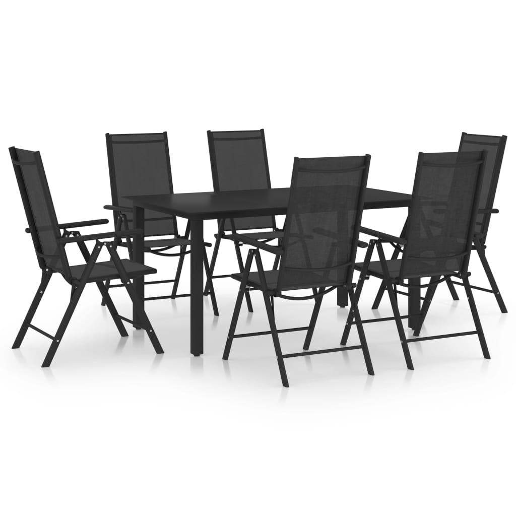 vidaXL 7-częściowy zestaw mebli ogrodowych, aluminium, czarny