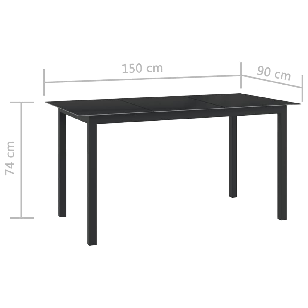 vidaXL 7-częściowy zestaw mebli ogrodowych, aluminium, czarny