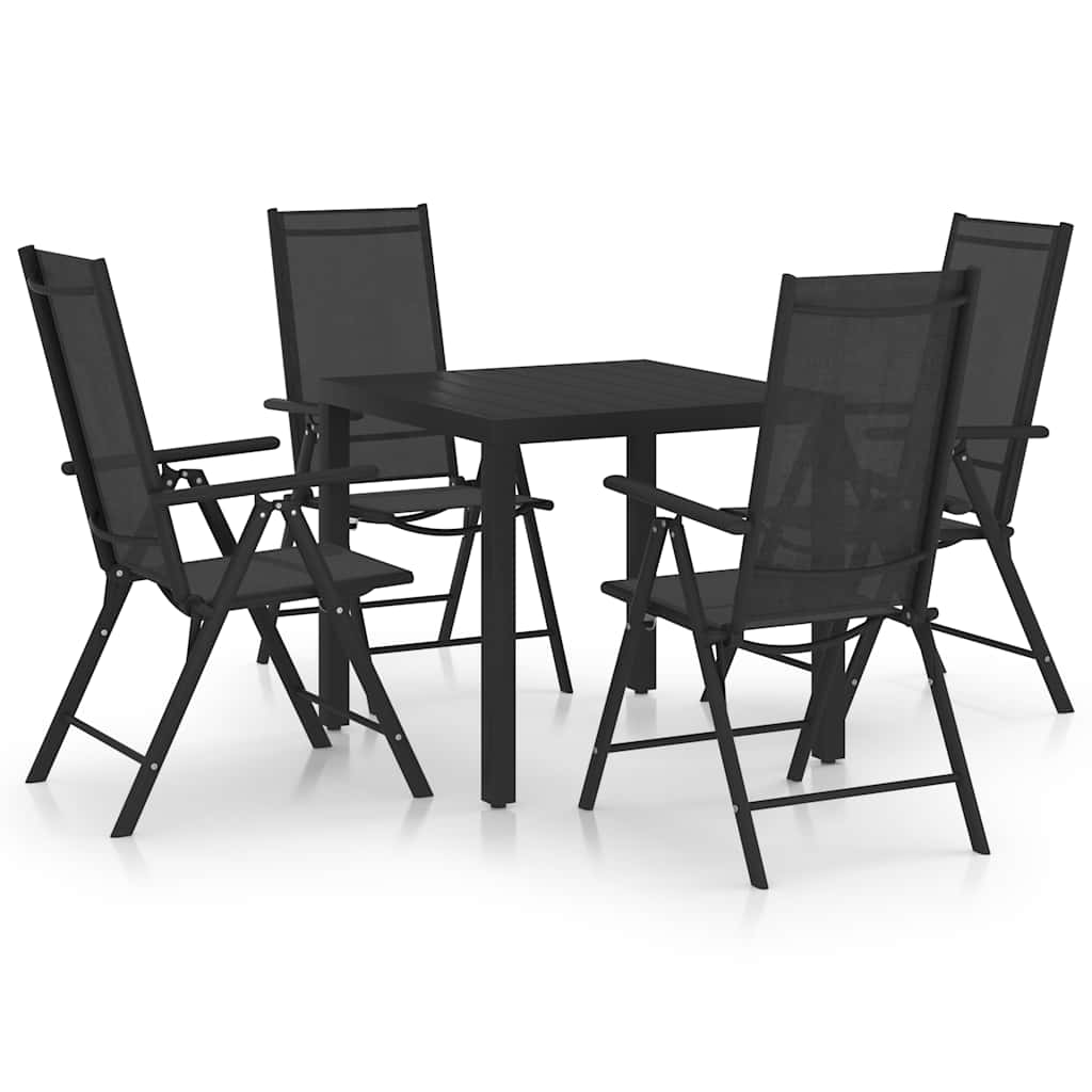 vidaXL 5-cz. zestaw mebli jadalnianych do ogrodu, aluminium, czarny