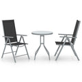 vidaXL 3-cz. zestaw mebli bistro, aluminium i textilene, srebrny