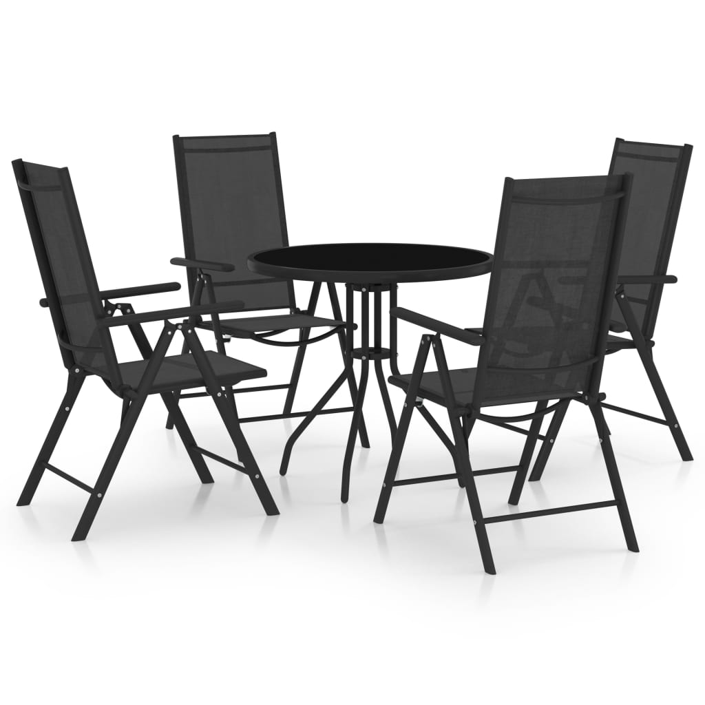 vidaXL 5-cz. zestaw mebli jadalnianych do ogrodu, aluminium/ textilene
