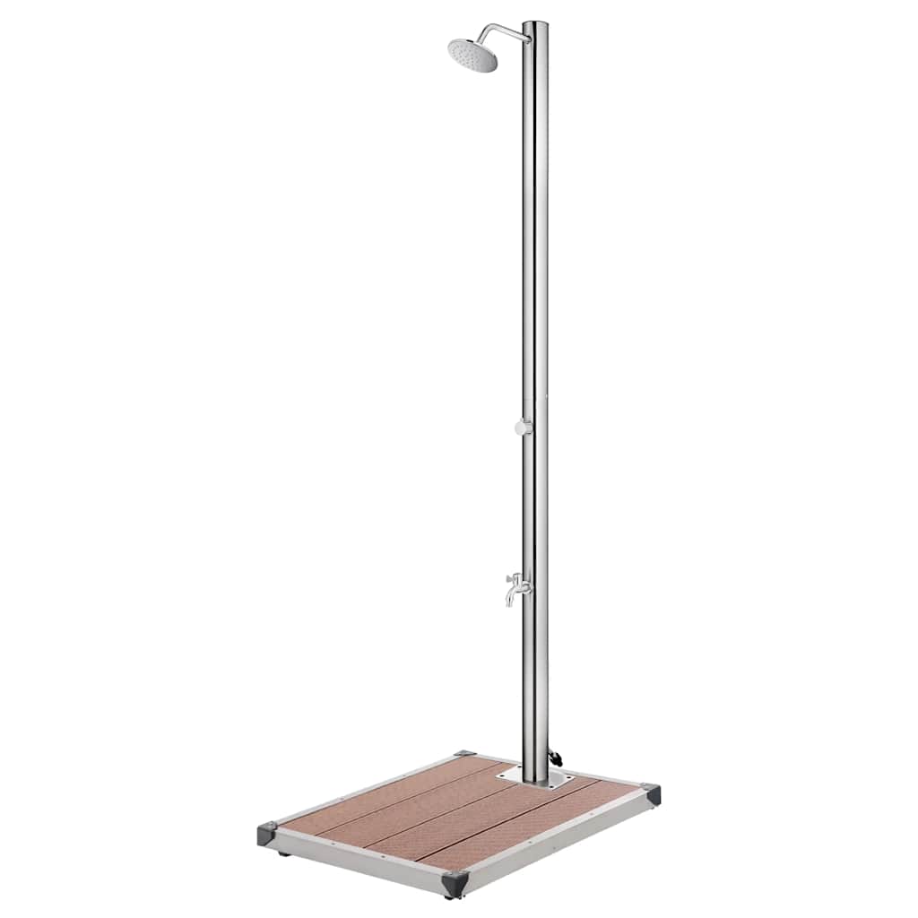 vidaXL Prysznic ogrodowy z brązową podstawą, 220 cm, stal nierdzewna