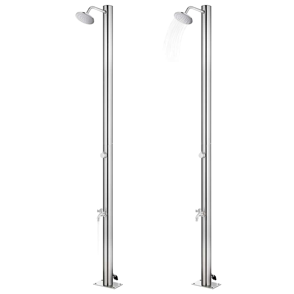 vidaXL Prysznic ogrodowy z brązową podstawą, 220 cm, stal nierdzewna