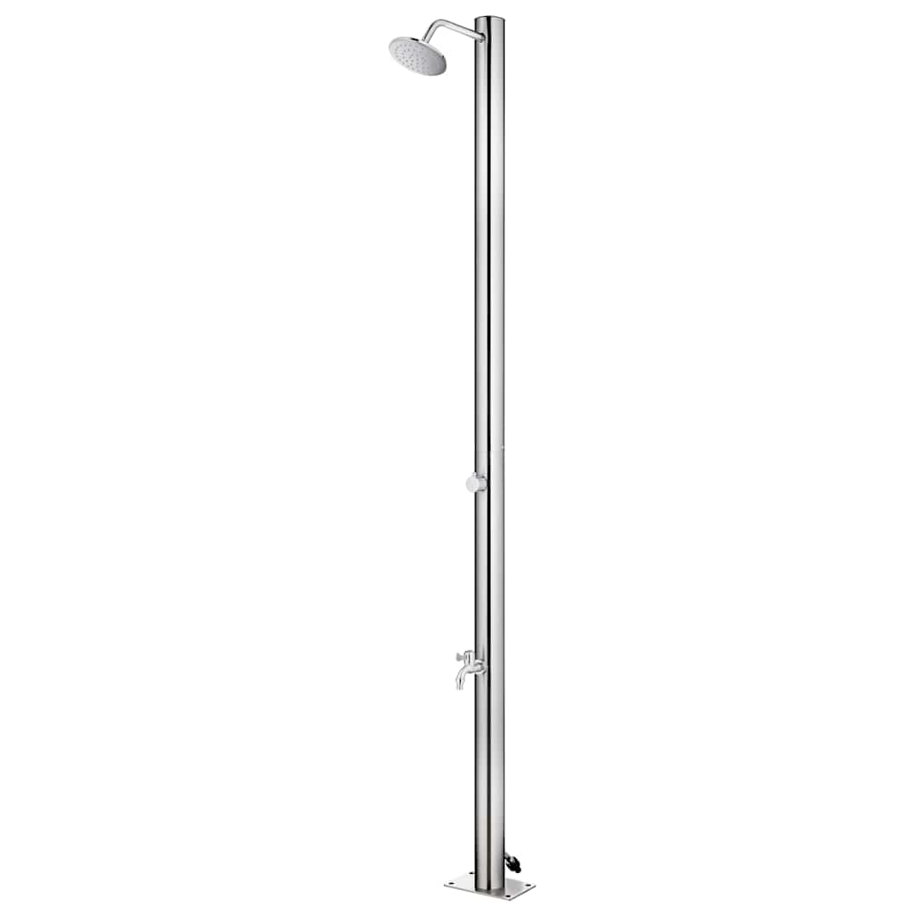 vidaXL Prysznic ogrodowy z brązową podstawą, 220 cm, stal nierdzewna