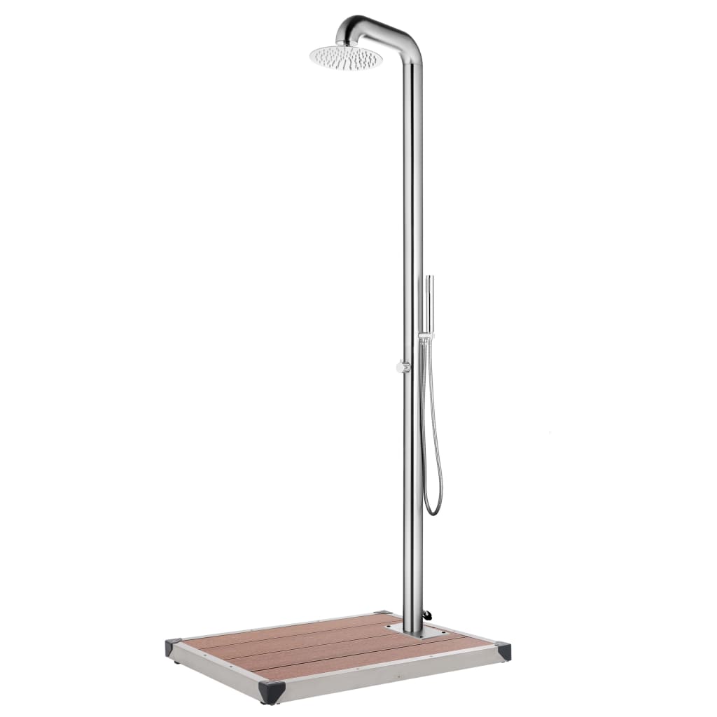vidaXL Prysznic ogrodowy z brązową podstawą, 230 cm, stal nierdzewna