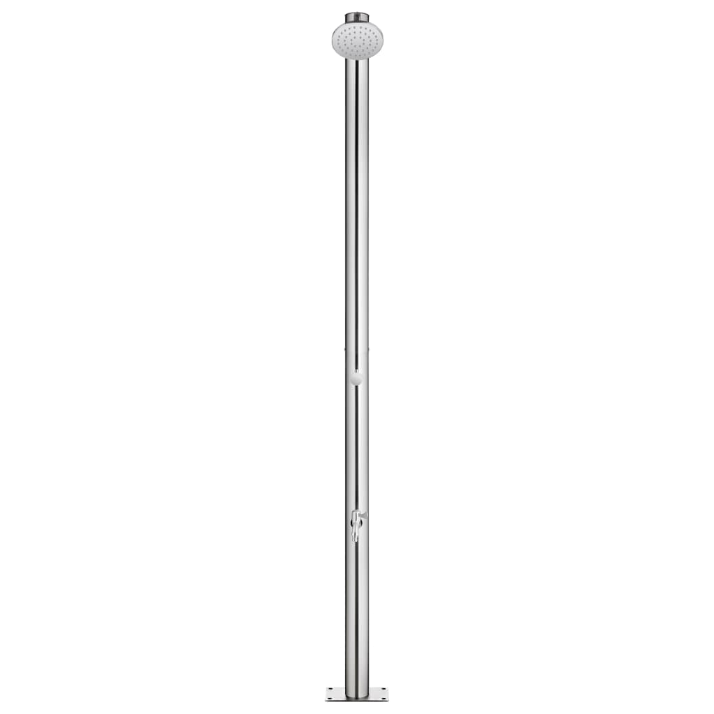 vidaXL Prysznic ogrodowy z szarą podstawą, 220 cm, stal nierdzewna