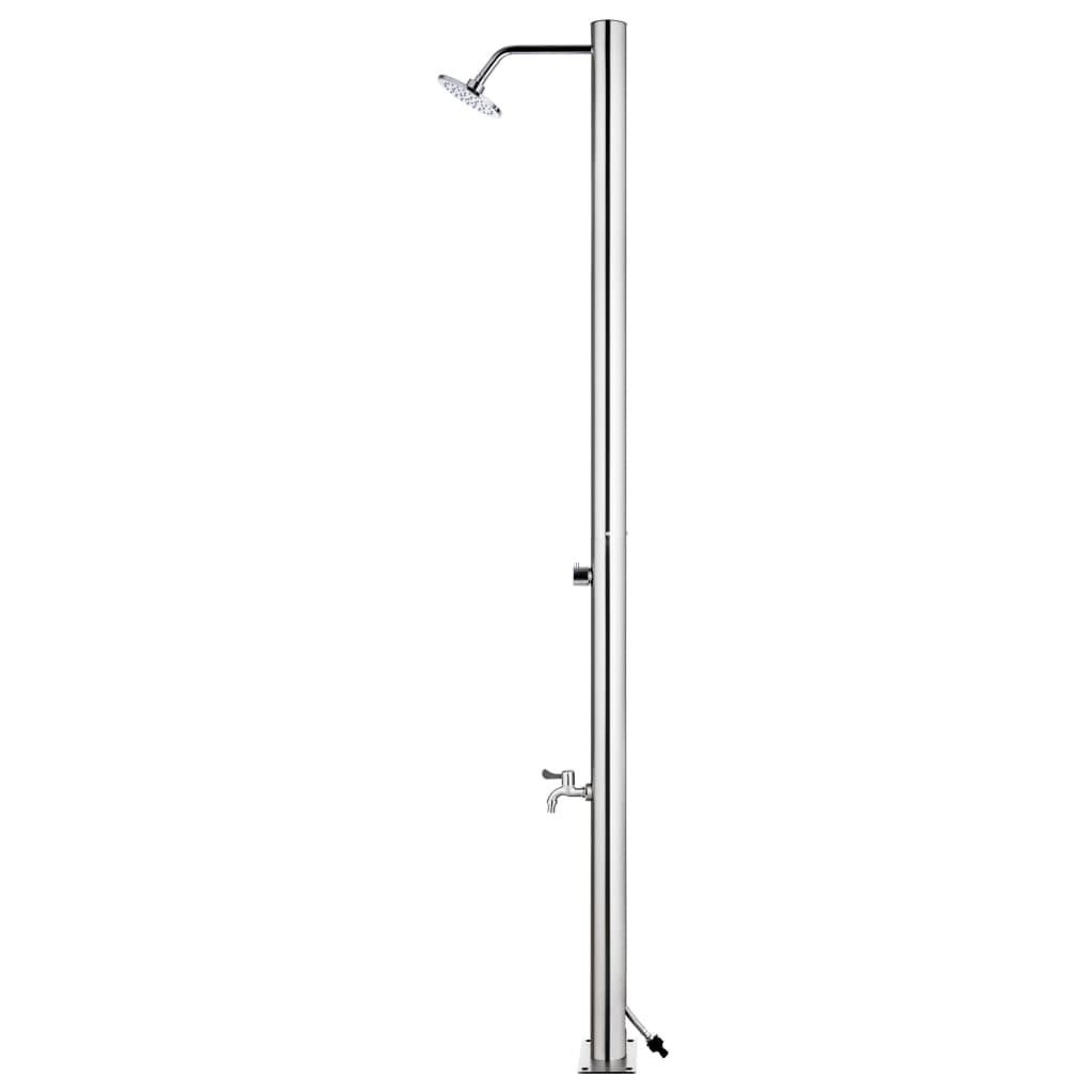 vidaXL Prysznic ogrodowy z szarą podstawą, 220 cm, stal nierdzewna