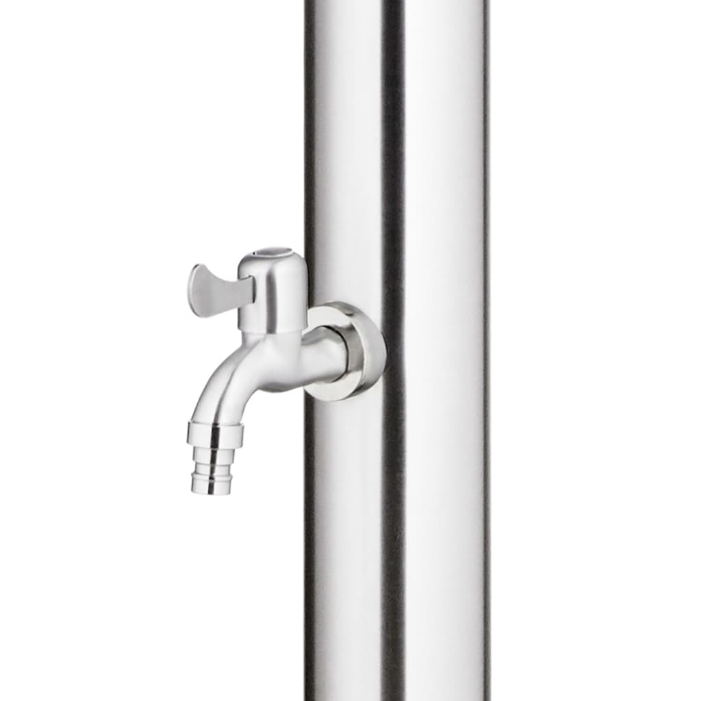 vidaXL Prysznic ogrodowy z szarą podstawą, 220 cm, stal nierdzewna