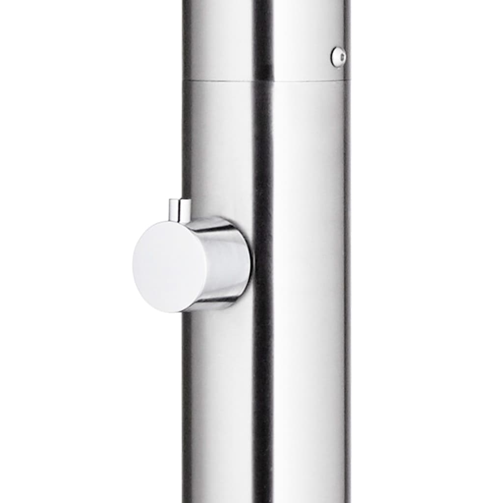vidaXL Prysznic ogrodowy z szarą podstawą, 220 cm, stal nierdzewna
