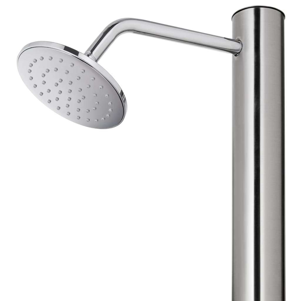 vidaXL Prysznic ogrodowy z szarą podstawą, 220 cm, stal nierdzewna