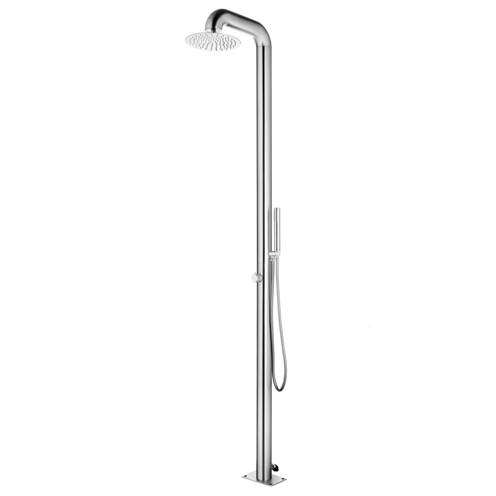 vidaXL Prysznic ogrodowy z szarą podstawą, 230 cm, stal nierdzewna